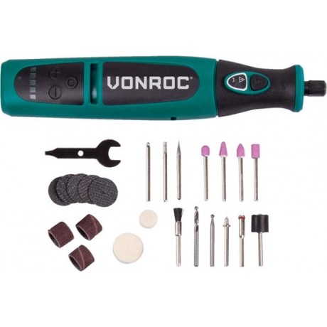VONROC Accu Multitool – Roterend – 8V – Incl. 24 accessoires, oplader & opbergtas