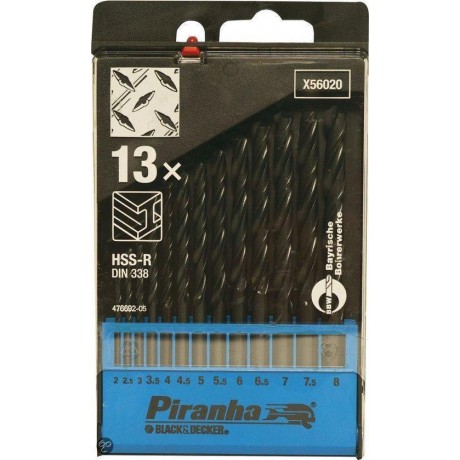Piranha HSS metaalboren cassette, 13 stuks 2 - 8mm X56020