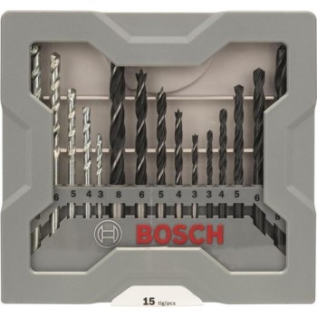 Bosch borenset - 15 delig bestaande uit 5 metaalboren, 5 steenboren en 5 houtboren