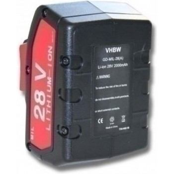 VHBW Accu Batterij voor Milwaukee M28 e.a. - Li-Ion 28V 2000mAh
