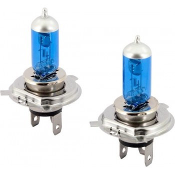AutoStyle SuperWhite Blauw H4 60-55W/12V/4800K Halogeen Lampen, set à 2 stuks (E13)
