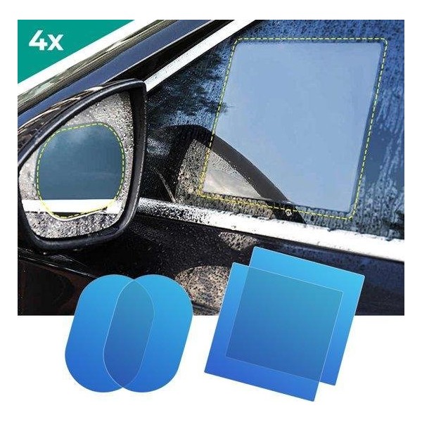 4x Nano Coating Folie / Spiegel Auto / Anti-regen / Spiegel