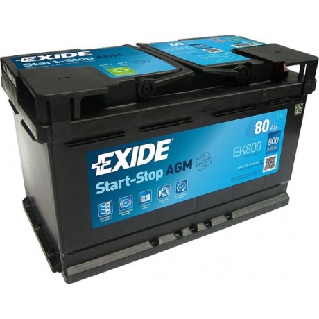 EXIDE EK800 Start-Stop AGM 12V 80 Ah 800A Autobatterij 3661024035729