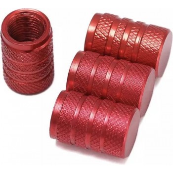 TT-products ventieldoppen 3-rings Red aluminium 4 stuks rood