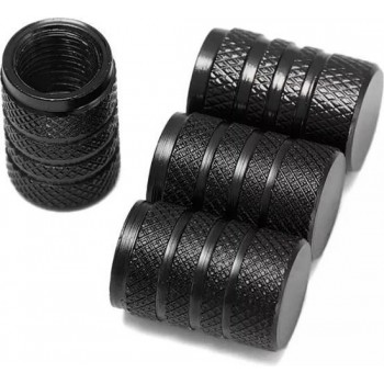 TT-products ventieldoppen 3-rings Black aluminium 4 stuks zwart