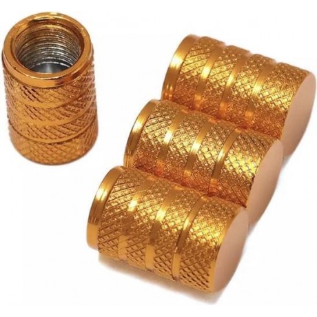 TT-products ventieldoppen 3-rings Gold aluminium 4 stuks goud