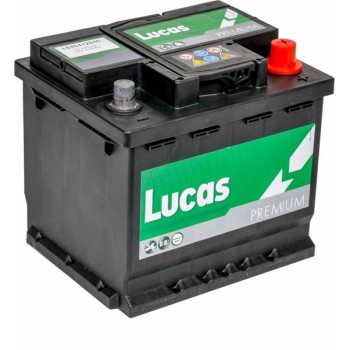 Lucas Premium Auto Accu | 12V 45AH 400 CCA | + Pool Rechts / - Pool Links | Voetbevestiging