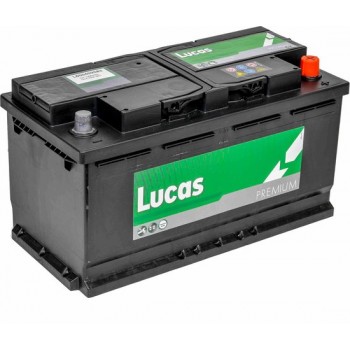 Lucas Premium Auto Accu | 12V 100AH 830 CCA | + Pool Rechts / - Pool Links | Voetbevestiging