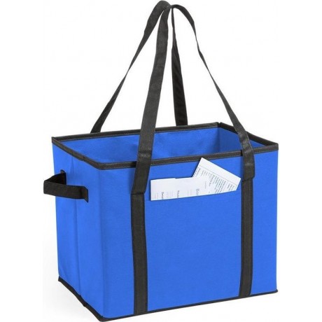 Auto kofferbak/kasten organizer tas blauw vouwbaar 34 x 28 x 25 cm - Vouwbaar - Auto opberg accessoires