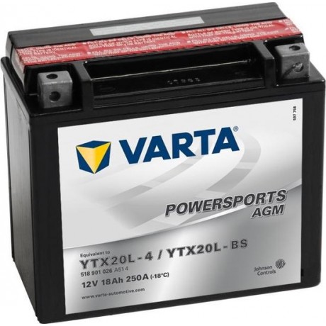 Varta Motor AGM Powersports Accu / Batterij YTX20L-4 / YTX20L-BS