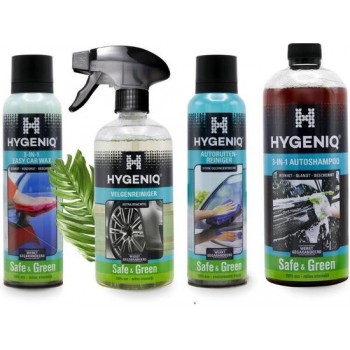 HYGENIQ® Groene auto schoonmaakmiddelen - 3-in-1 auto shampoo - velgenreiniger - autoruitenreiniger - 3-in-1 easy car wax