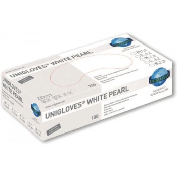Unigloves nitrile handschoenen - poedervrij latexvrij - wit Pearl - maat M - 100 stuks