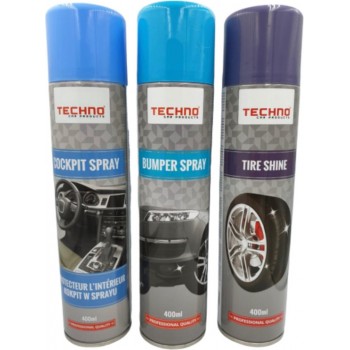 Cockpitspray Auto - Autobanden glansspray - Bumperspray - Auto spray - glans - set van 3 spray's -