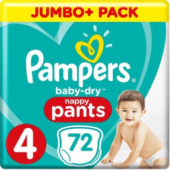 Pampers Baby-Dry Pants S4, x72, Luchtdoorlatende Banen