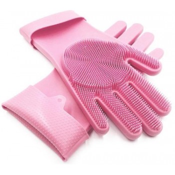 Siliconen Schoonmaak Handschoenen – Huishoudhandschoenen - Poetshandschoenen - Huishoudaccessoires - Roze