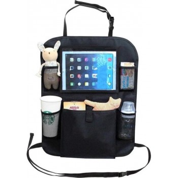 Auto organizer met tablethouder - Autostoel organiser met tabletvak - iPad houder auto – Zwart