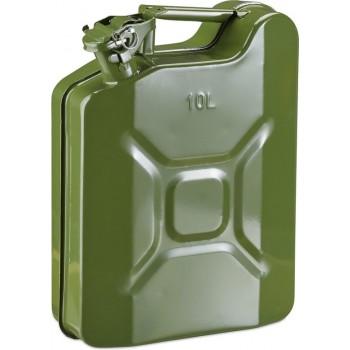 relaxdays benzine jerrycan - 10 liter - voor brandstof - metaal - benzine kan - groen