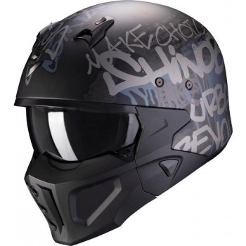 Scorpion Covert-X Wall Matt Black Silver Jet Helmet XL