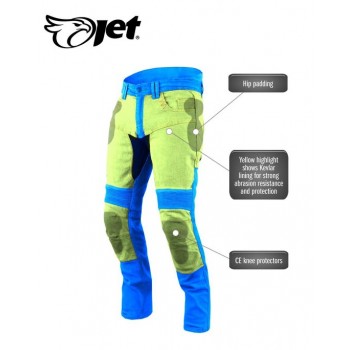 JET - Motorbroek Spijkerboek - Kevlar Safety Broeken Aramide gevoerd CE - Protectie Stretch Panels Tech Pro (Blauw, W 38 L 34)