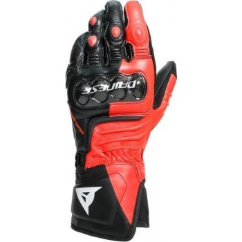 Dainese Carbon 3 Long Black Fluo Red White Motorcycle Gloves L