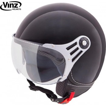 Vinz scooterhelm / Jethelm / Helm Zwart - Small