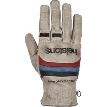 Helstons Mora Summer Leather Beige Blue Red Motorcycle Gloves T12