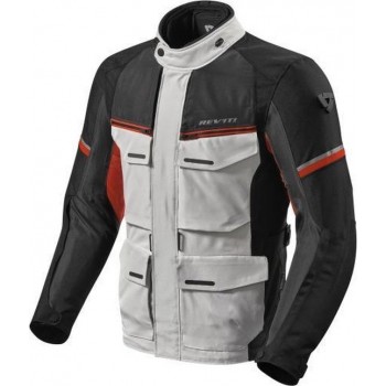 REV'IT! Outback 3 Silver Red Textile Motorcycle Jacket S