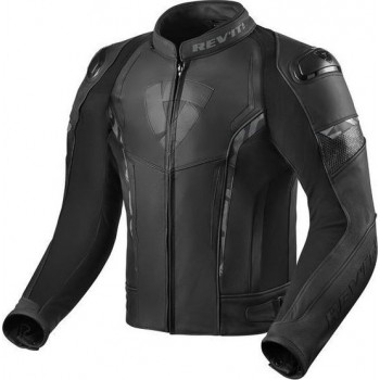 REV'IT! Glide Black Neon Red Leather Motorcycle Jacket 48