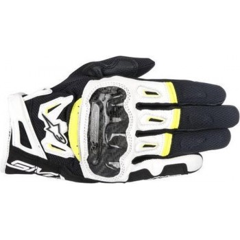 Alpinestars SMX-2 Air Carbon V2 Black White Yellow Motorcycle Gloves L