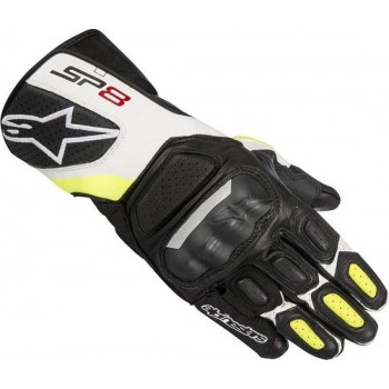 Alpinestars SP-8 V2 Black White Yellow Fluo Motorcycle Gloves 2XL