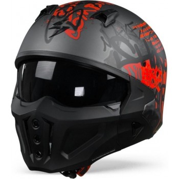 Scorpion Covert-X Wall Dark Silver Matt Red Jet Helmet L