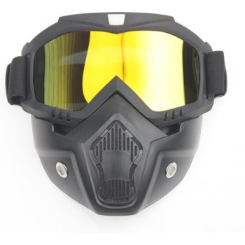 Black goggle mask - goud reflectie lens | helm masker | Zwart brillenmasker