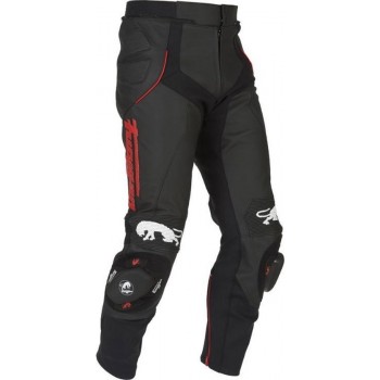 Furygan Raptor Black Red Leather Motorcycle Pants 42