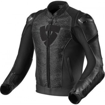 REV'IT! Quantum Black Leather Motorcycle Jacket 50