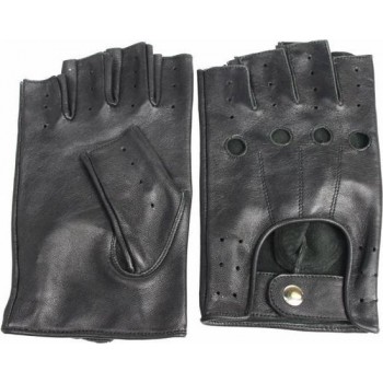 Driver vingerloze leren handschoenen zwart | maat L