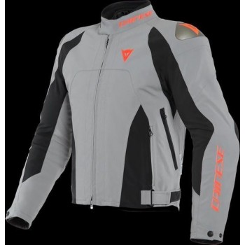Dainese Indomita D-Dry XT Frost Gray Black Matt Fluo Red Textile Motorcycle Jacket 48