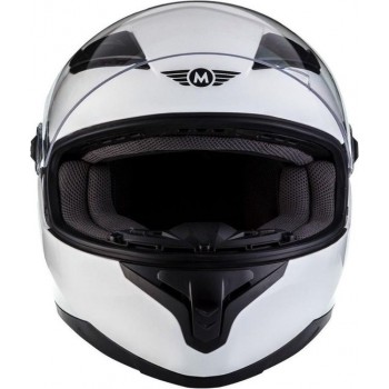 MOTO X86 Racing integraal helm scooterhelm, motorhelm met vizier, Glanzend Wit, S hoofdomtrek 55-56cm