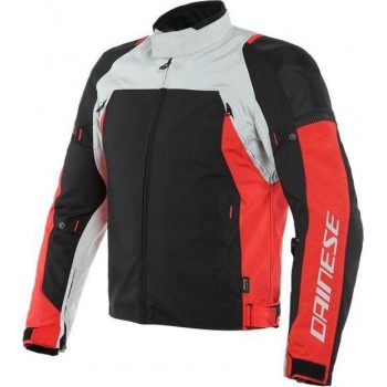 Dainese Speed Master D-Dry Glacier Gray Lava Red Black Textile Motorcycle Jacket 48