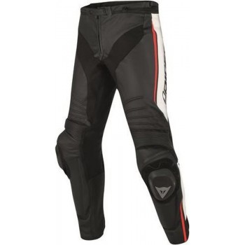 Dainese Misano Perf. Black White Fluo Red Leather Motorcycle Pants 54