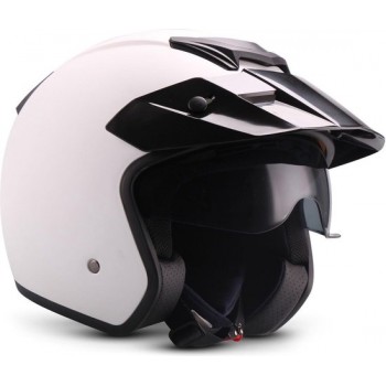 Moto S77 Mat wit open jet helm politie, scooterhelm motorhelm XS hoofdomtrek 53-54cm