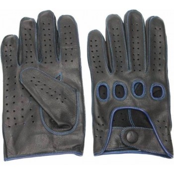 Swift racing leren auto handschoenen | mannen / vrouwen | zwart-blauw | maat L