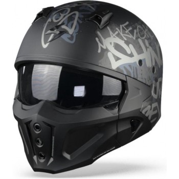 Scorpion Covert-X Wall Matt Black Silver Jet Helmet S