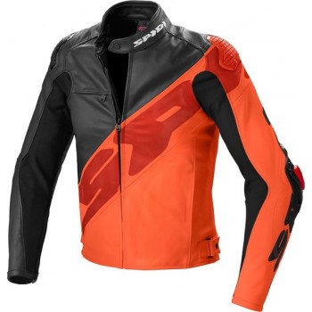 Spidi Super-R Black Orange Leather Motorcycle Jacket 50