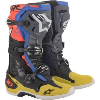 Alpinestars Tech 10 Black Yellow Blue Red Fluo Motorcycle Boots 8