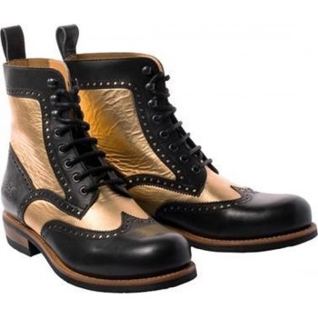 ROKKER Frisco Brogue Limited Edition Black Gold Motorcycle Boots 41