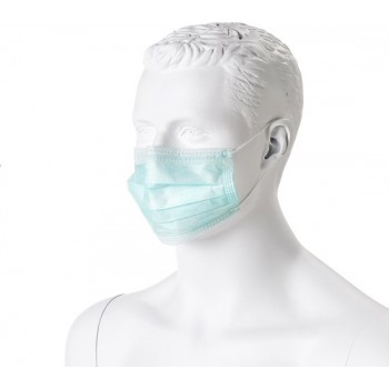 Mondmaskers met elastiek Blauw, 50 stuks - 3 laags - mondkapjes - stofmasker