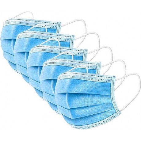 Wegwerp mondkapjes - 3 laags - latexvrij met elastiek en neusclip - dispenserdoos 25 stuks - NIET MEDISCH