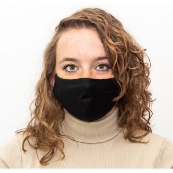 Mondkapje zwart (gezichtsvorm) - incl. 10 filters - herbruikbaar en wasbaar katoenen mondmasker met elastiek