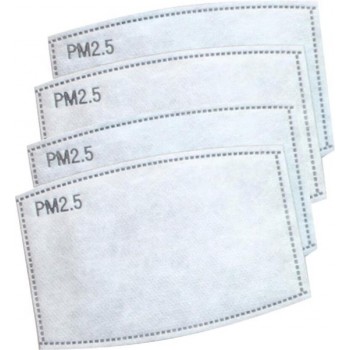 Vervangbare filters voor mondkapjes - 4 stuks | wegwerp (50 - 60uur gebruik) | PM 2.5 filters