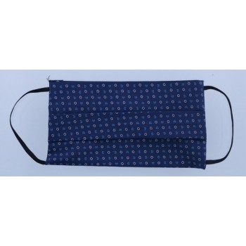 Mondkapje uitwasbaar van katoen 2 laags met elastiek Donkerblauw - Patroon